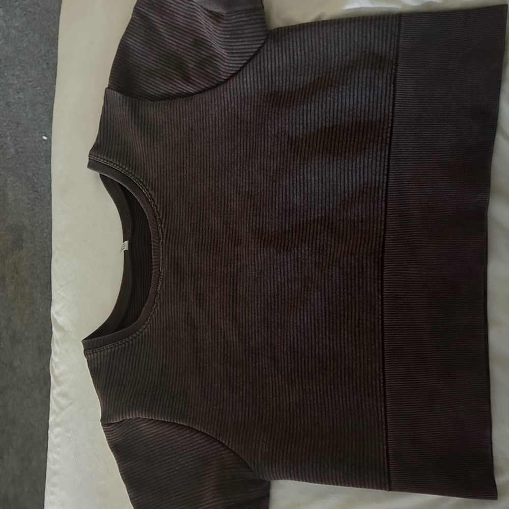 Aerie brown ribbed crop top